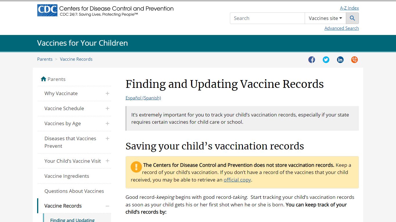 Find and Update Your Child's Vaccination Records | CDC